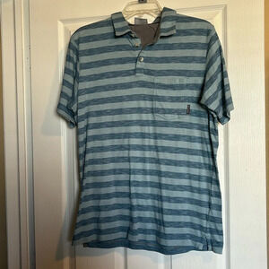 Columbia men’s blue striped short sleeve polo shirt size medium